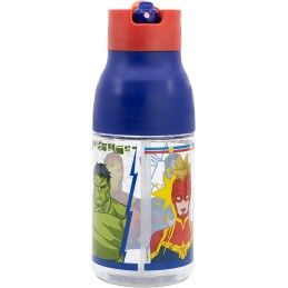 Botella De Agua Infantil Avengers Doble Apertura Con Pajita 420 ml