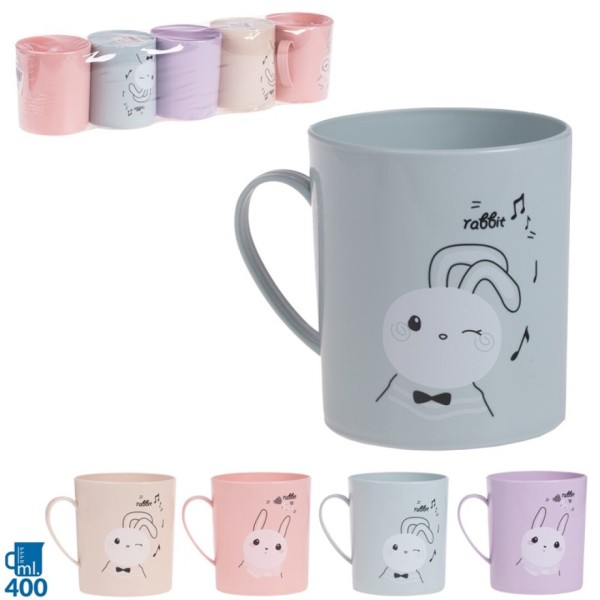 Taza Rabbit Plastico Surtido 400Ml