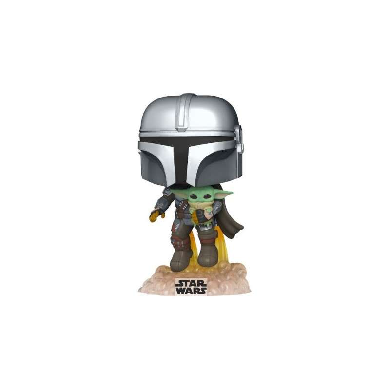 Funko pop star wars the mandalorian mandalorian volando con jet & baby yoda 50959