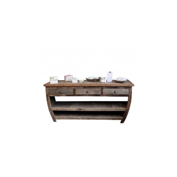 Mesa central de madera reciclada - 180x60x80cm