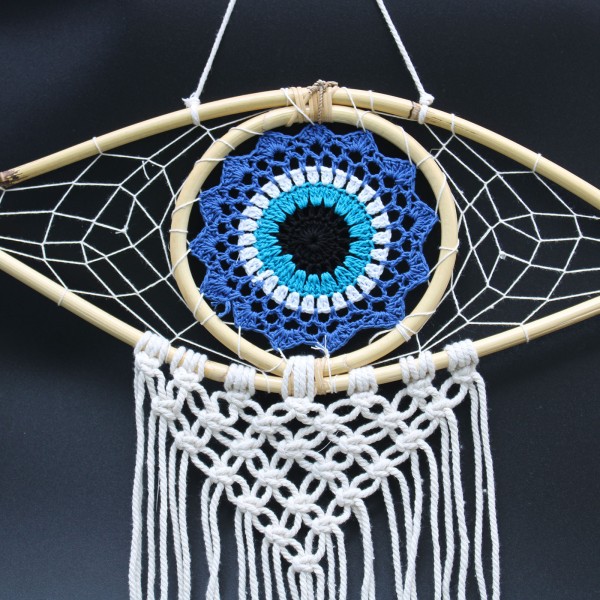 Atrapasueños - Med Macramé Evil Eye Azul / Blanco / Negro