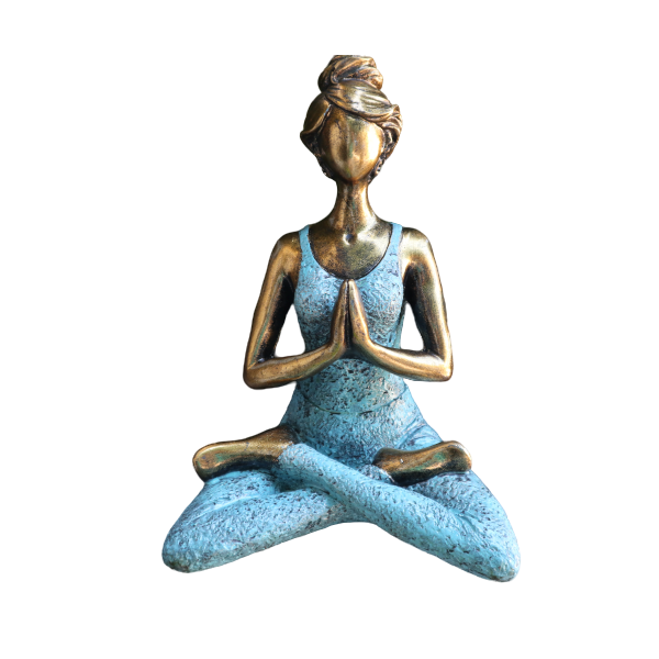 Yoga Lady Figure - Bronze & Turqoise 24cm