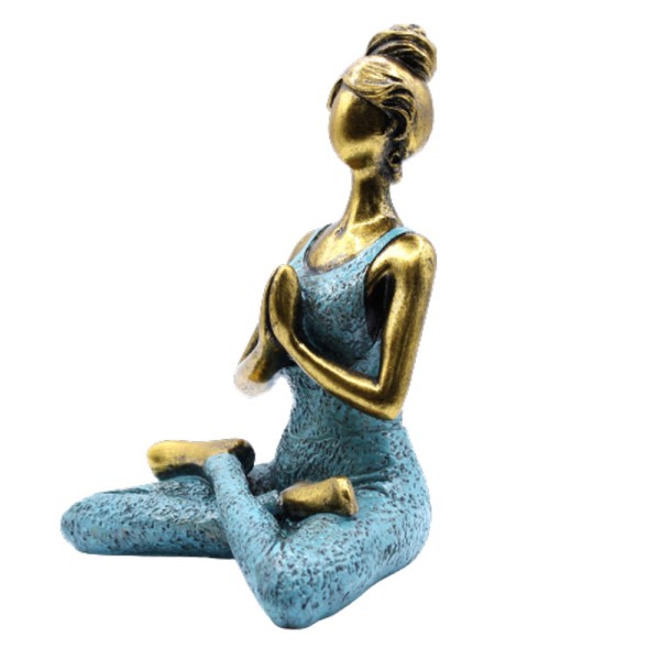 Yoga Lady Figure - Bronze & Turqoise 24cm