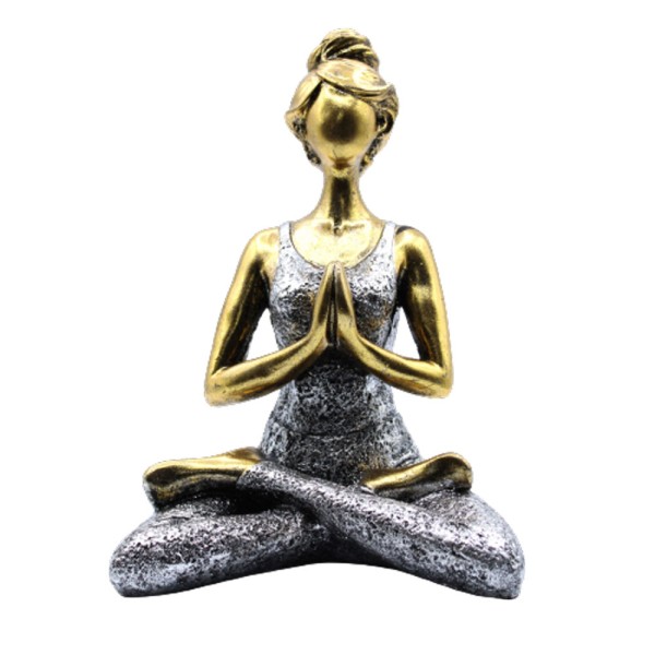 Yoga Lady Figure - Bronze & Silver 24cm