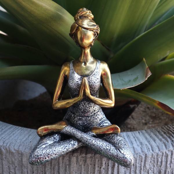 Yoga Lady Figure - Bronze & Silver 24cm