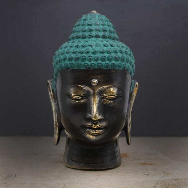 Large Antique Brass Buddha Head