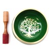 Juego de Cuenco Tibetano Lrg - Árbol de la vida - Verde 14cm