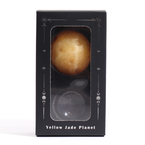 1x Planeta de Jade Amarillo con Soporte Solar (SATURNO) - 40mm