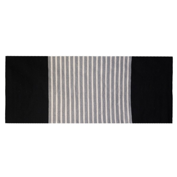 Alfombra India de Algodón - 70x170cm - Negro / Gris