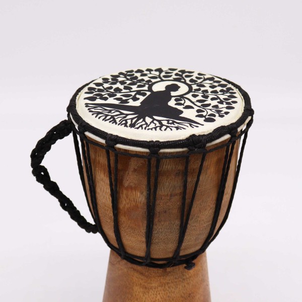 Tambor Djembe hecho a mano con tapa ancha - 25cm