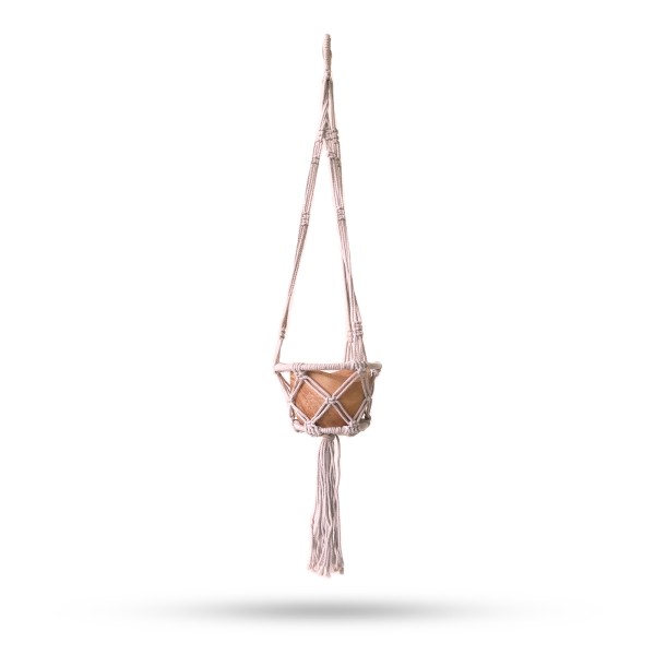 Macramé Macetero Pequeño - Beis - Aro 16cm