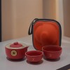 Set de tetera - Gato del Dinero - Dos tazas & Estuche de viaje - Rojo