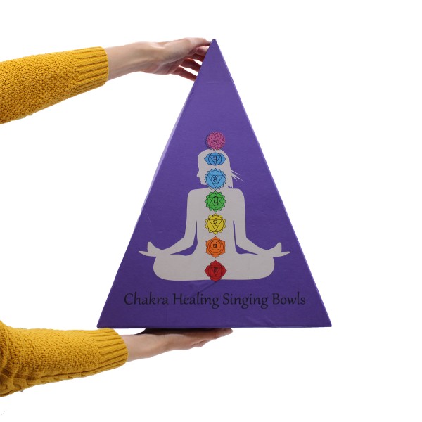 Set de regalo de cuenco tibetano con piramide de chakras