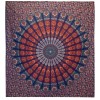 Colcha Doble de Algodón + Colgante de Pared - Pavo Real Mandala - Azul