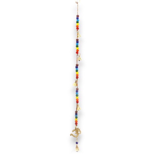 Campanas Indias - OM de latón con cuentas de chakra Campanas de cuerda - 53cm