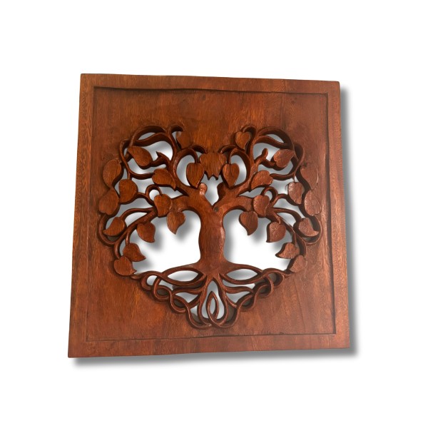 Panel Decorativo de Madera Árbol de la Vida con Corazón 30x30cm