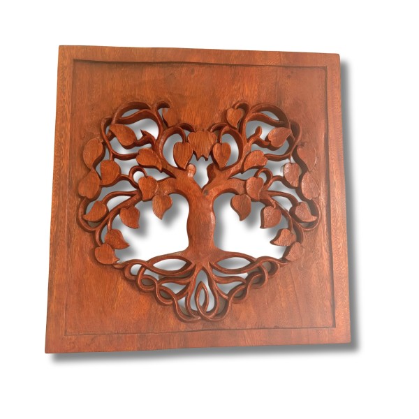 Panel Decorativo de Madera Árbol de la Vida con Corazón 30x30cm