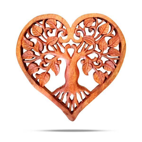 Panel Decorativo de Madera en Forma de Corazón con Árbol de la Vida 40cm