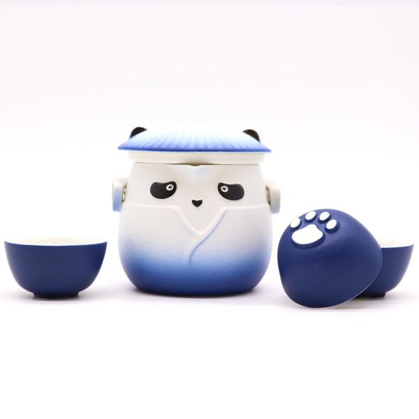 Juego de tetera Panda y tres tazas - Azul Cielo