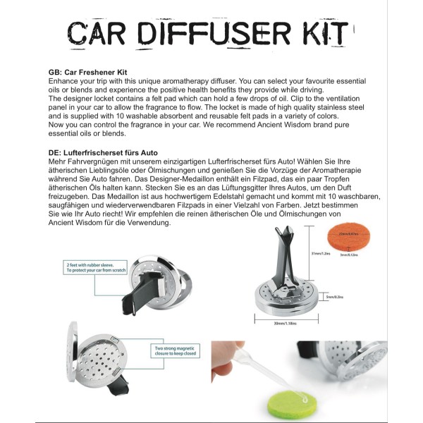 Kit difusor para coche - Hamsa - 30mm