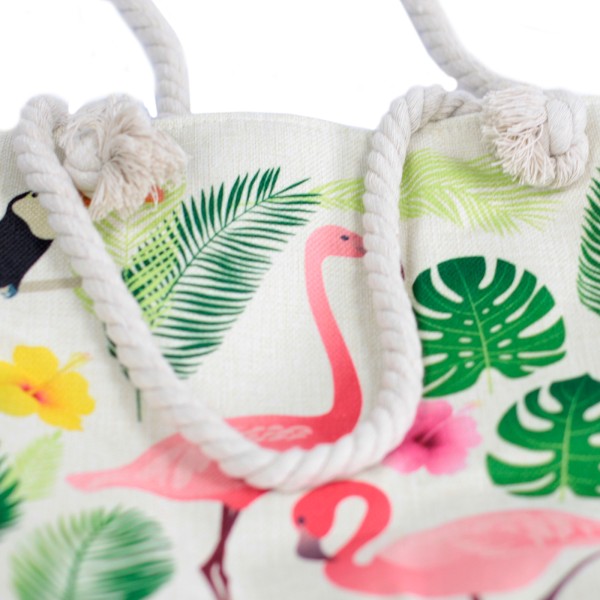 Bolso shopper con asa de cuerda - tropical flamenco