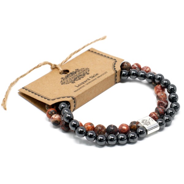 Pulsera de Piedras Preciosas Magnéticas - Piel de Leopardo