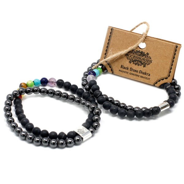 Pulsera de Piedras Preciosas Magnéticas - Chakra Piedra Negra