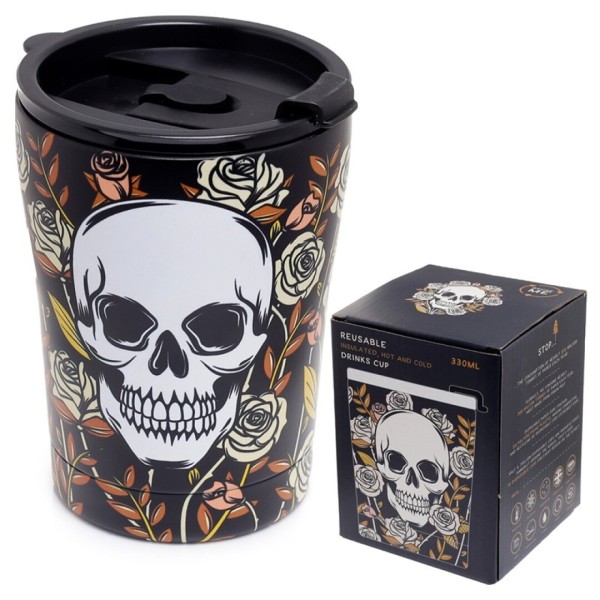 Taza Termica para Llevar de Acero Inoxidable - Calaveras 300ml.