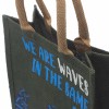 bolsa de yute estampada - Somos olas - Cinza, Azul y Natural