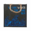 bolsa de yute estampada - Somos olas - Cinza, Azul y Natural