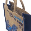 bolsa de yute estampada - Somos olas - Cinza, Azul y Natural