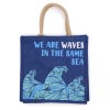 bolsa de yute estampada - Somos olas - Cinza, Azul y Natural