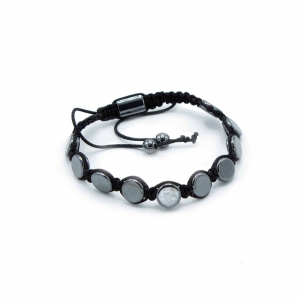 Pulsera Magnética Shamballa de Hematita - Círculos Planos