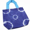 Bolsa de Algodon Natural con Diseño "Tie Dye" (220g)- 38x42x12cm - Anillos Azules- Asa Azul