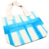 Bolsa de Algodon Natural con Diseño "Tie Dye" (220g)- 38x42x12cm - Rectángulos Celestes - Asa Natural