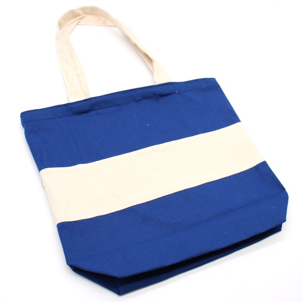 Bolsas de Algodón de Dos Tonos - 38x42x12cm - Natural y Azul - 280g