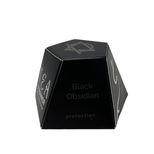 Colador de té de piedras preciosas de cristal crudo - Obsidiana negra