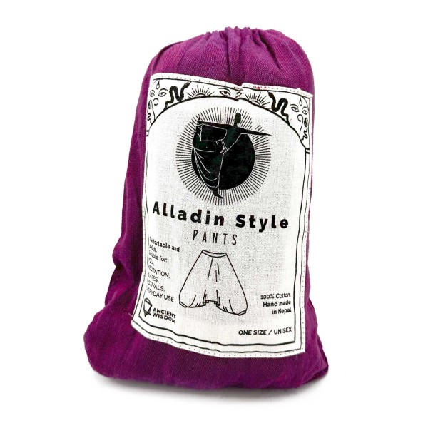 Pantalones de yoga y festivales - Aladdin Himalayan Print en morado