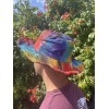 Sombrero de festival boho de cáñamo y algodón con parches y aros - Tiedye