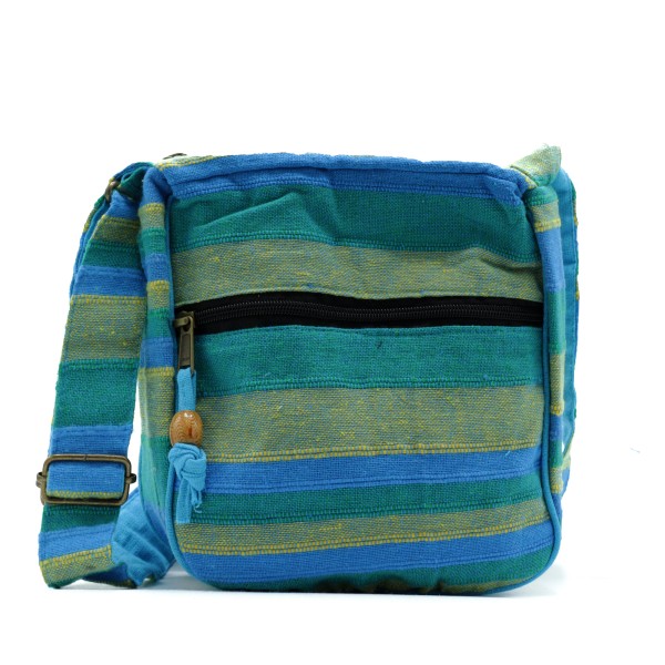 Bolso Bandolera Nepal (Correa Ajustable) - Primavera Meadows Verde y Azul