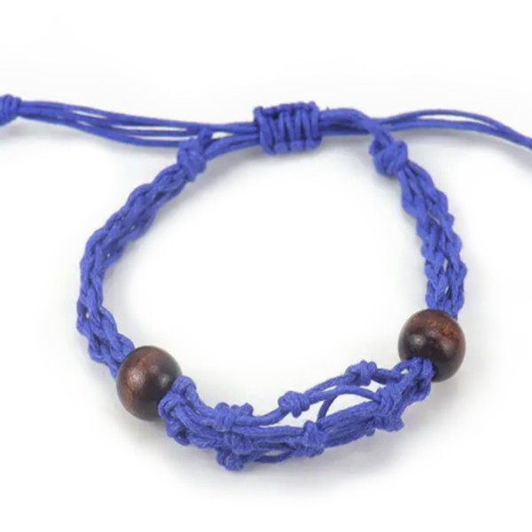 Pulsera de Macrame para Piedras Preciosas 20-28cm - Azul marino