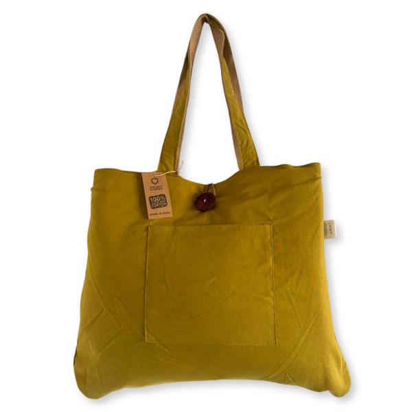 Bolsa Grande Reversible de Yute y Algodón - Pistacho