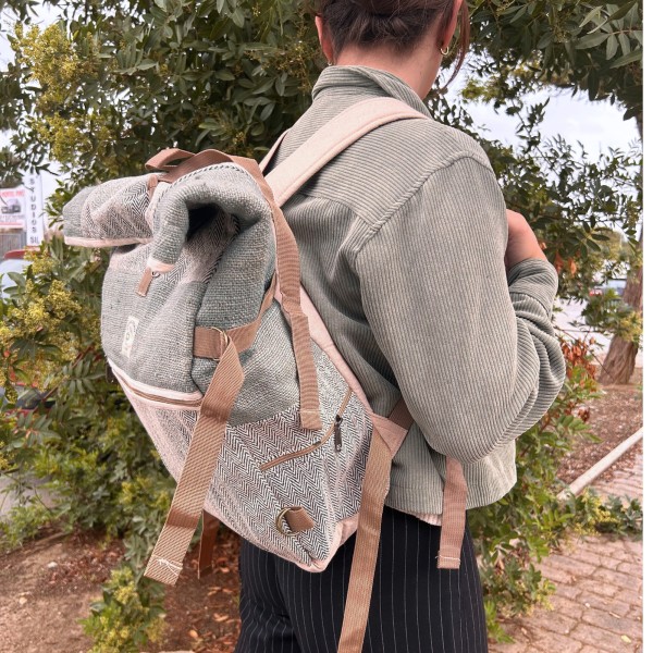 Mochila para Senderismo de Cáñamo - Naranja Atardecer