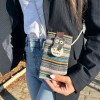 Bolso Porta Teléfono con Rayas Multicolor y Blanco - Decorado con búho