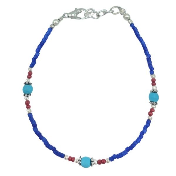 Pulsera Nepalesa Gema Extra Fina- Onix Azul