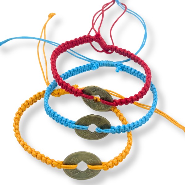 Pulseras de la Amistad Hechas a Mano - Moneda Feng Shui de la Suerte (surtido)