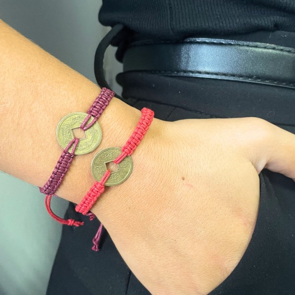 Pulseras de la Amistad Hechas a Mano - Moneda Feng Shui de la Suerte (surtido)