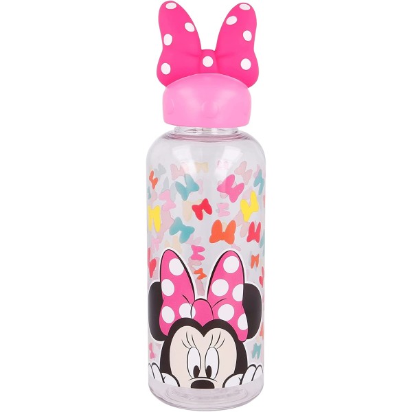 Botella Reutlizable De Plástico Minnie Disney Con Tapón De Figurita 3d 560Ml