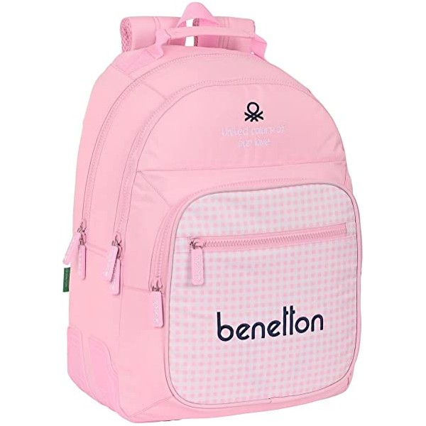 Mochila Doble Adapt.Carro Benetton Vichy 32X15X42 Cm