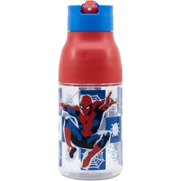 Botella De Agua Infantil Spiderman Doble Apertura Con Pajita 420 ml
